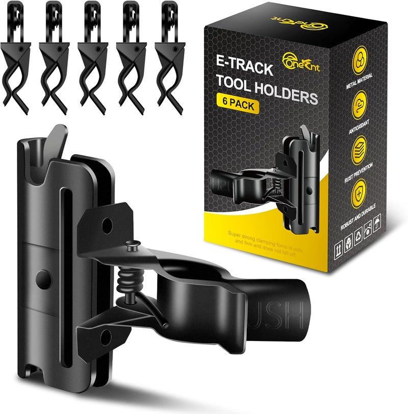 Onesnt 6 Pack E-Track Tool Holders |E Track Accessories for Enclosed Trailer to Keep Rakes,Shovels, Broom|e Track Tool Holder Hanger for Trailer Accessories| Tool Stabilizer for Etrack Accessories - Image 1